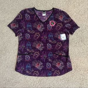Disney Villains Women's Medical Scrub Top With Pockets NWT Size Large